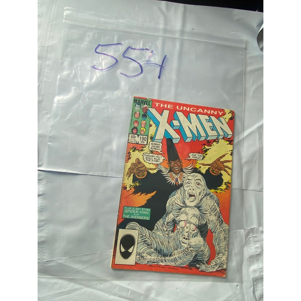 The Uncanny‎ X-Men Comic Book Issue 190 Marvel Comics 1985 Spider-Man Avengers